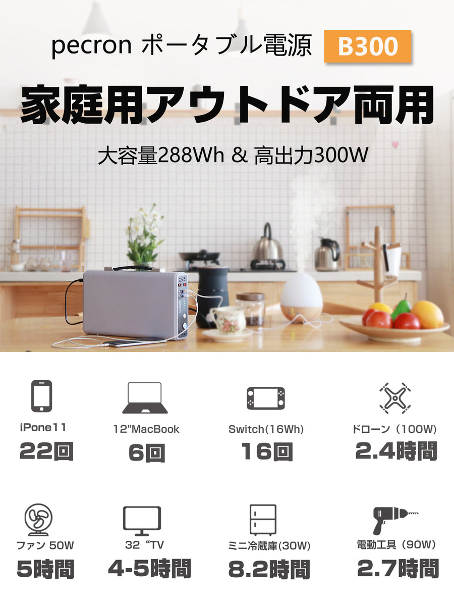 Pecron B300 ポータブル電源「300W＆288Wh」