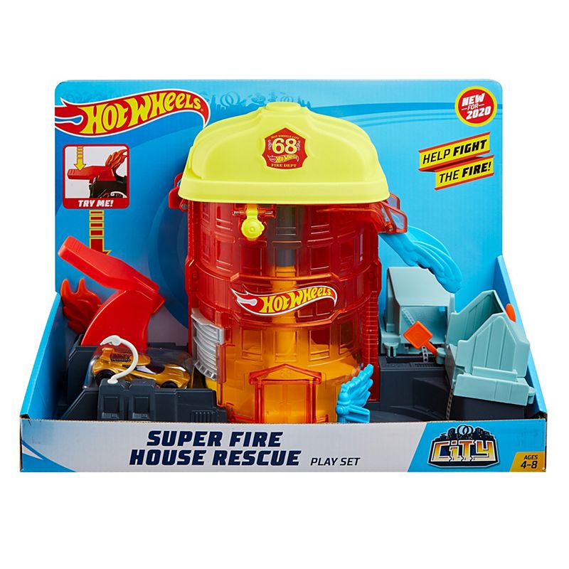 hot wheels city super fire house rescue playset