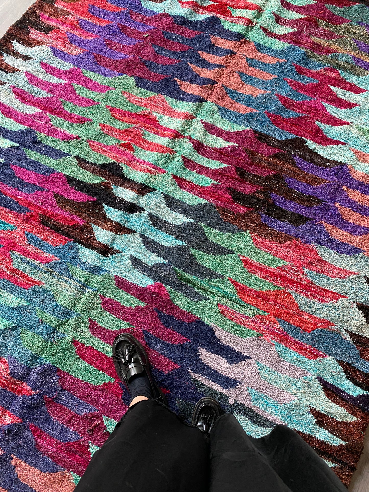 Moroccan Boucherouite Kilim Colorful Rug (173)
