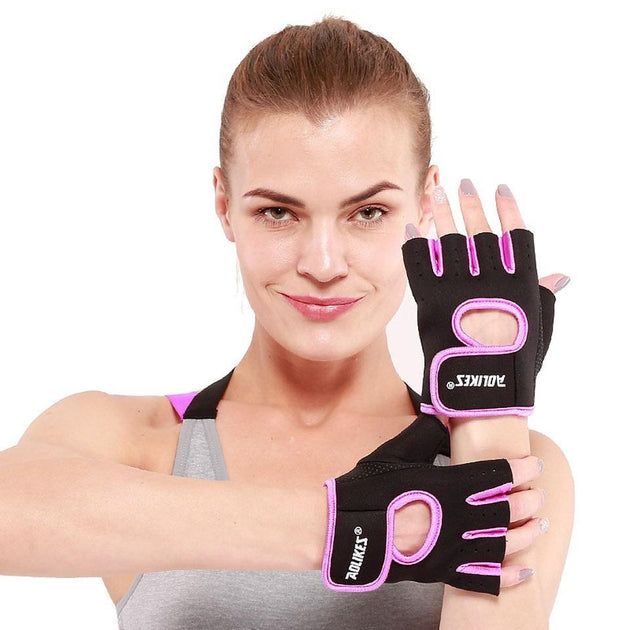 CW_ BL_ Unisex Gym Fitness Workout Weightlifting Half Finger Anti-skid Gloves 