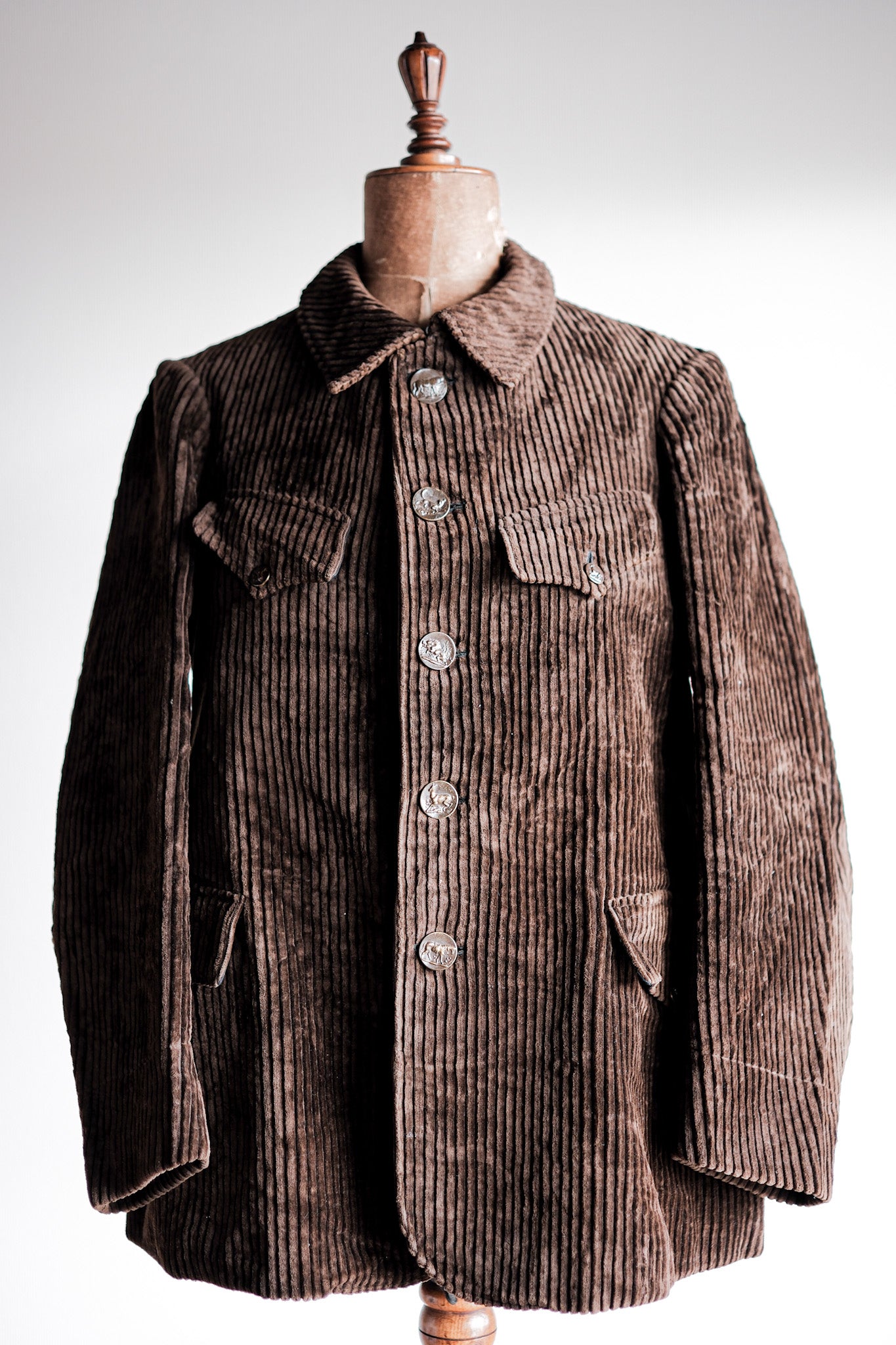 30's] French Vintage Brown Heavy Corduroy Hunting Jacket 