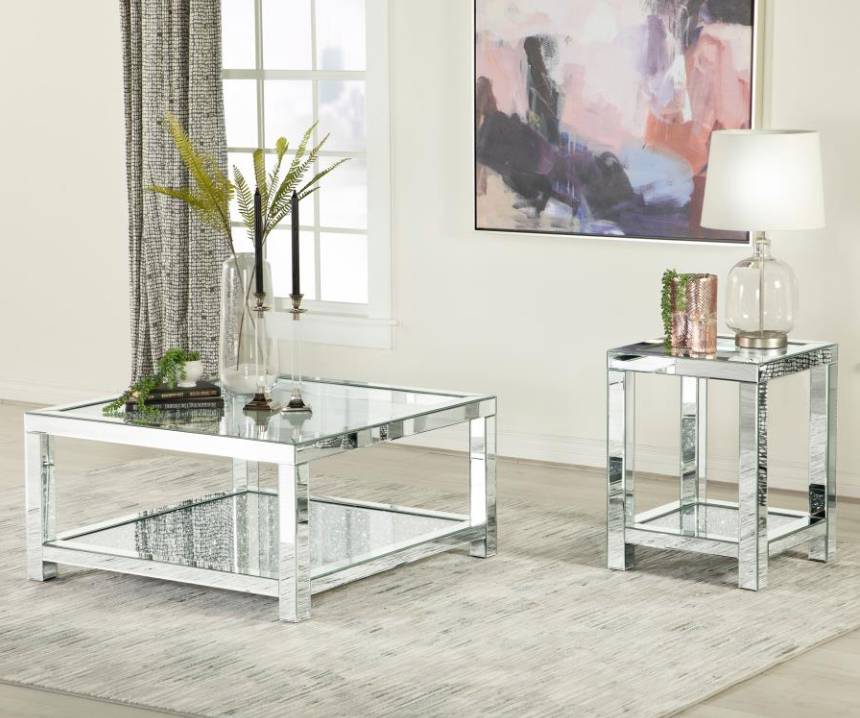 glass mirror lamp table