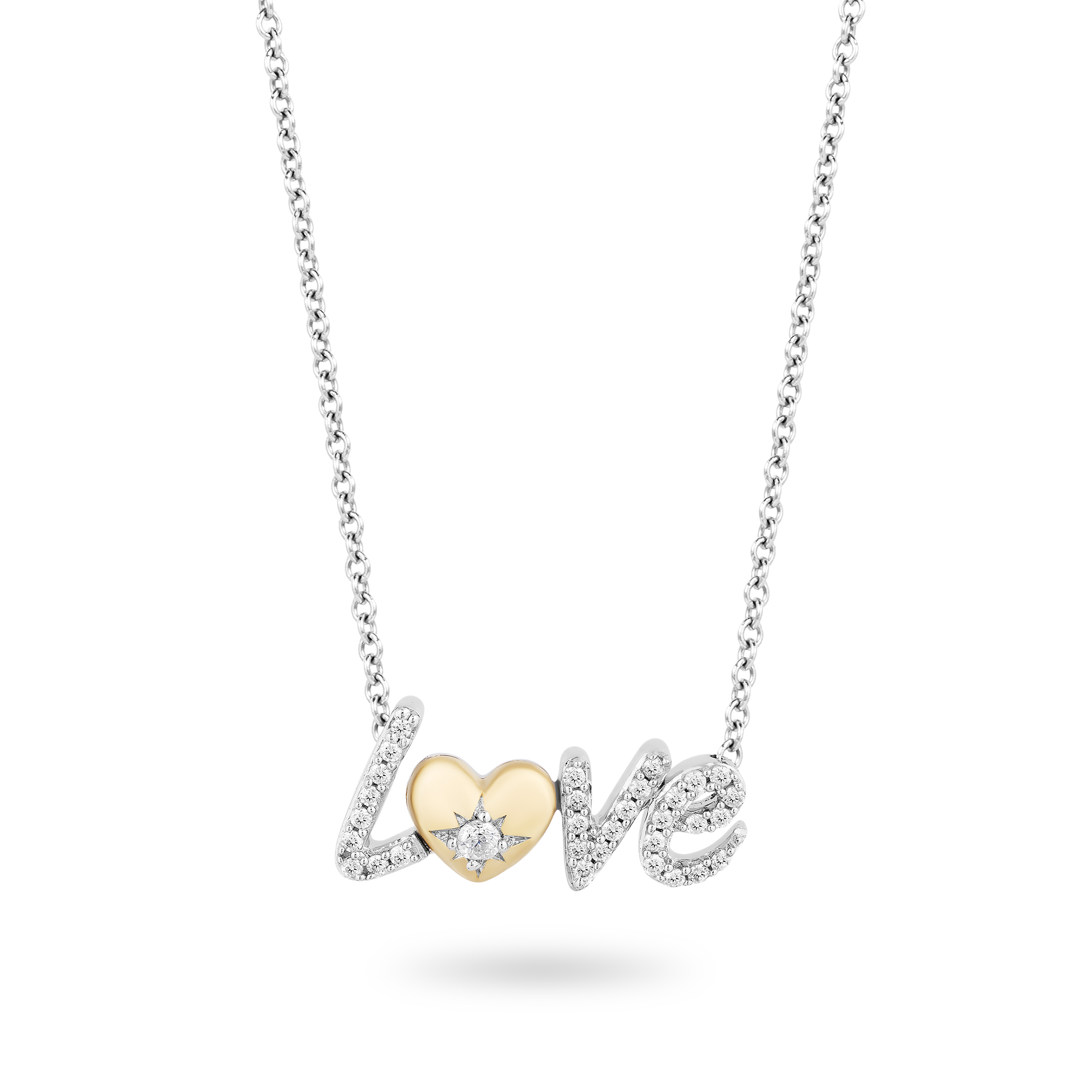 Hallmark Fine Jewelry Love Script Diamond Necklace in Yellow Gold &  Sterling Silver | Jewelry by Hallmark Fine Jewelry