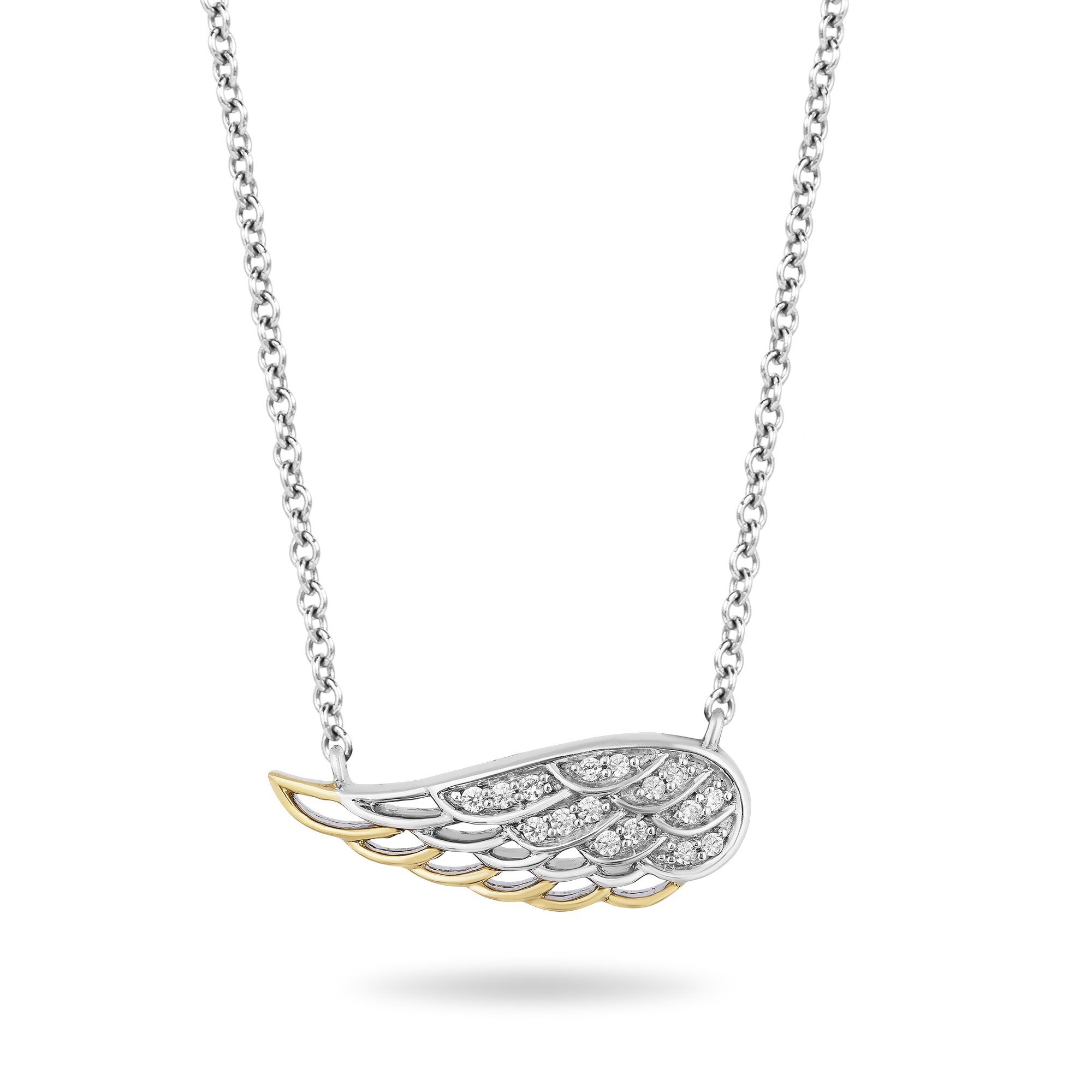 Hallmark Fine Jewelry Wing Diamond Necklace in Sterling Silver & Yellow  Gold with 1/10 CTTW | Jewelry by Hallmark Fine Jewelry
