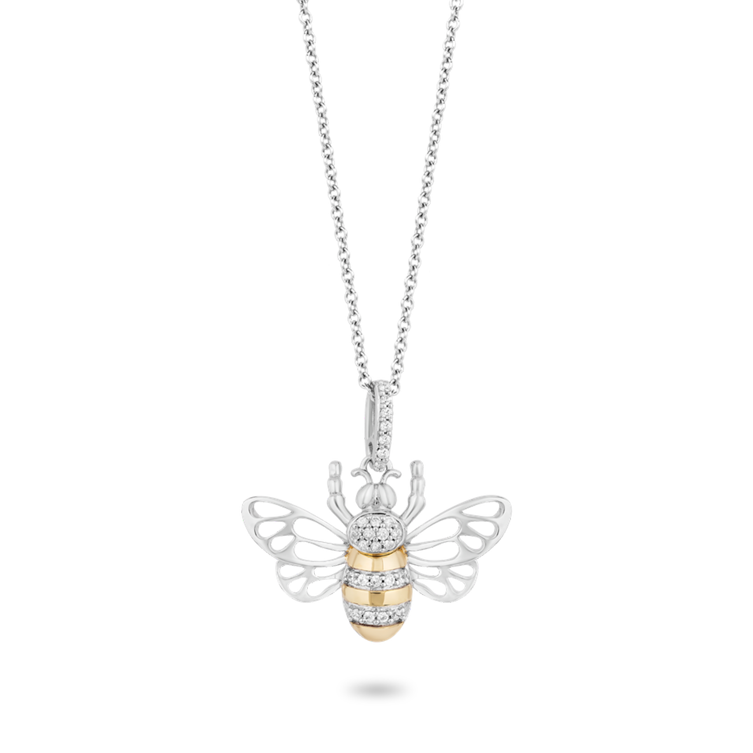 silver and gold honey bee necklace