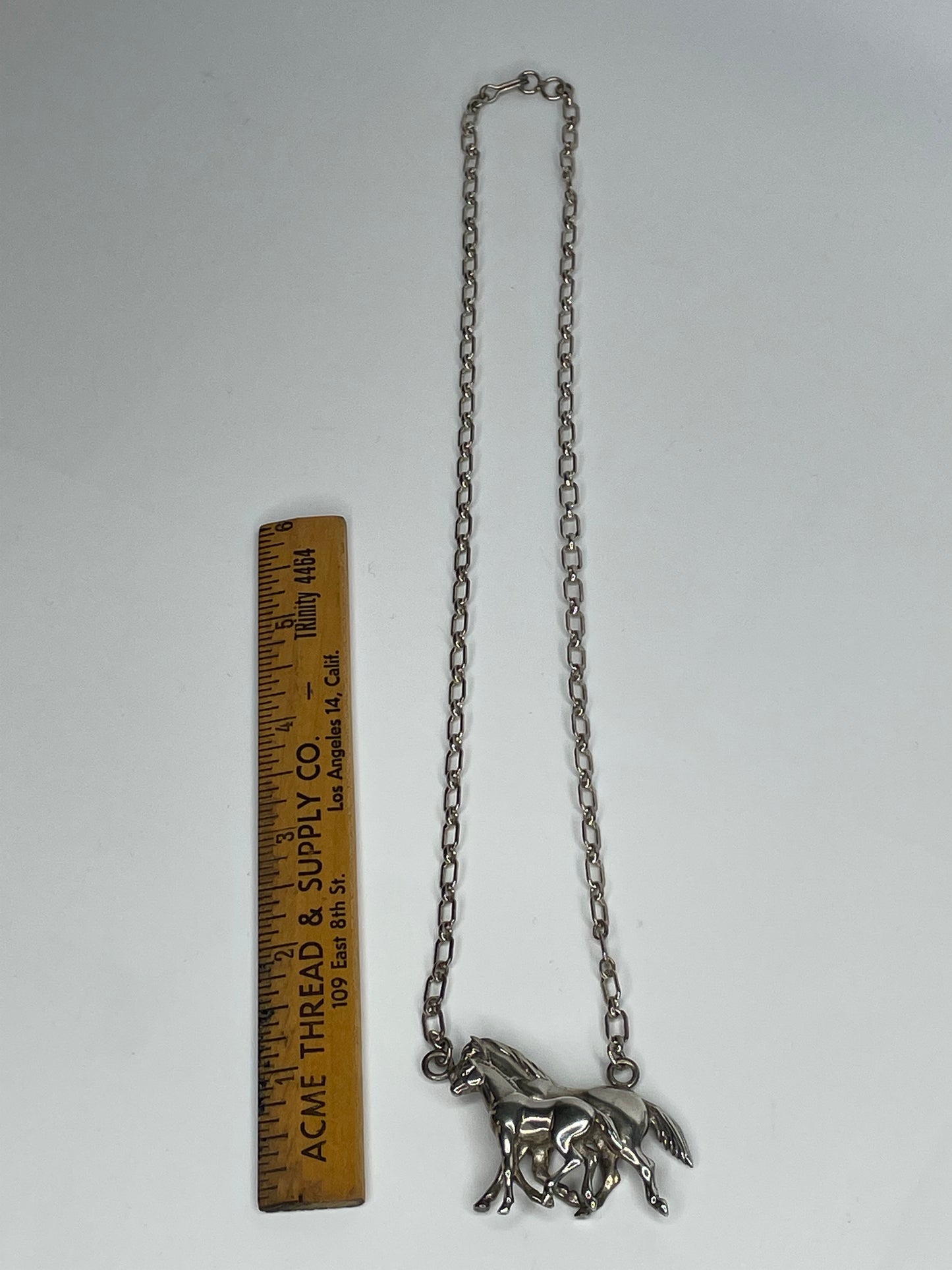 Vintage Large Sterling Silver Carol Felley Horse Pendant Necklace 23”