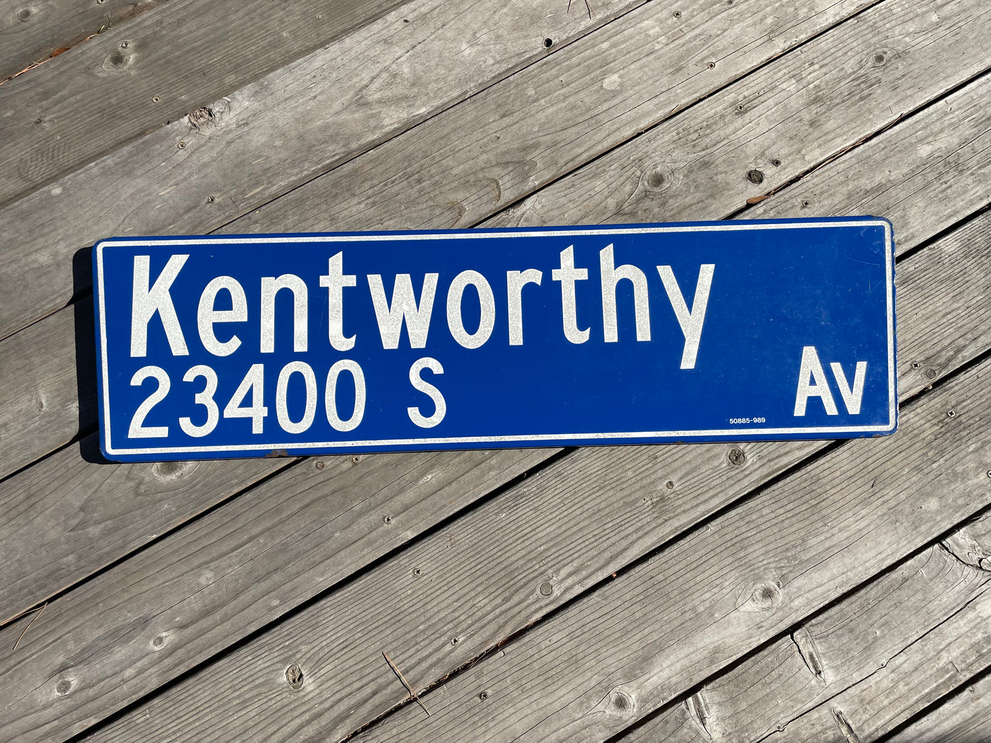 Vintage 3’ Porcelain Street Sign Kentworthy Ave Schmaltz Glass