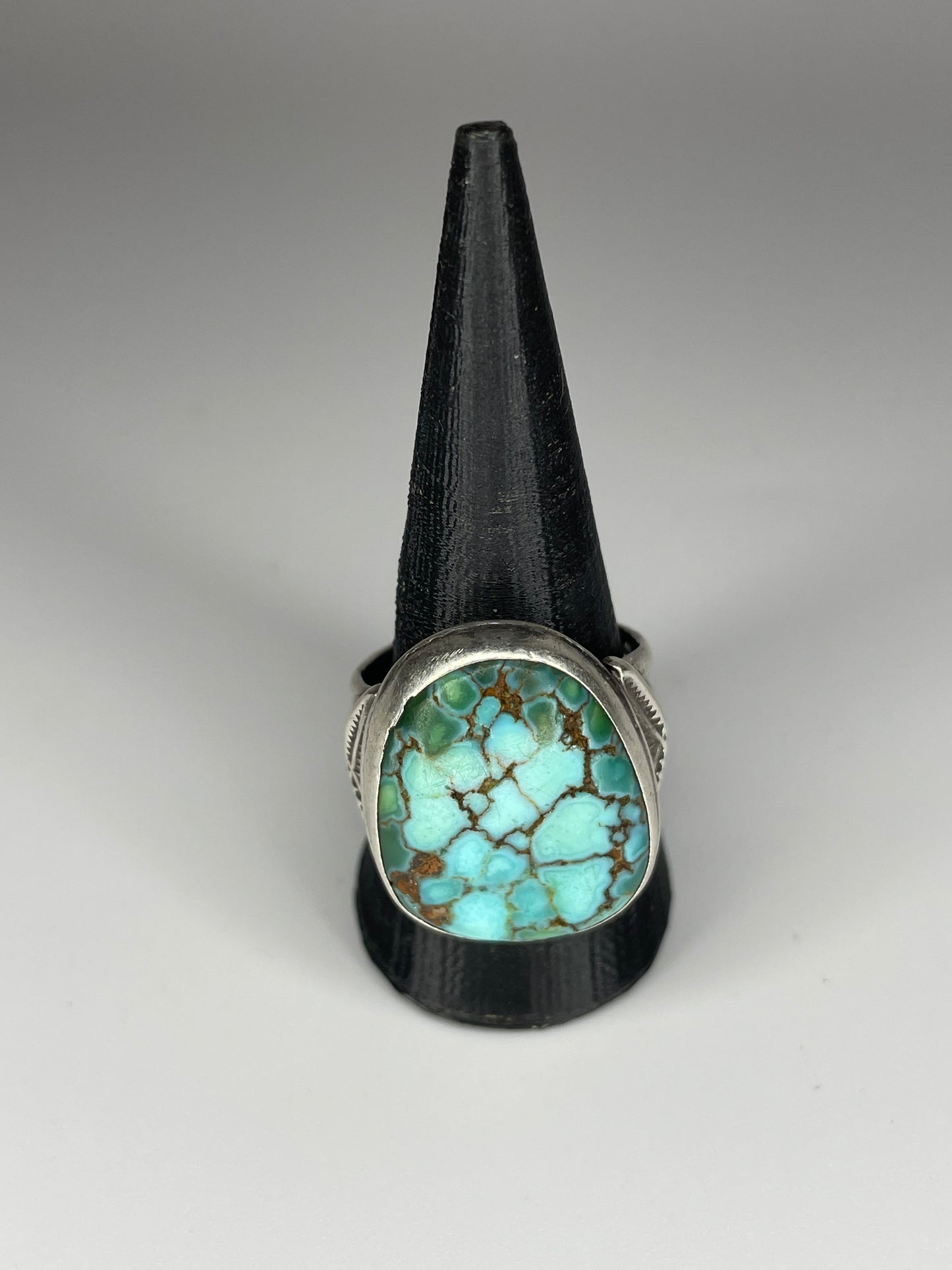 Vintage Sterling Silver Bisbee Turquoise Mens Ring Sz 9.5