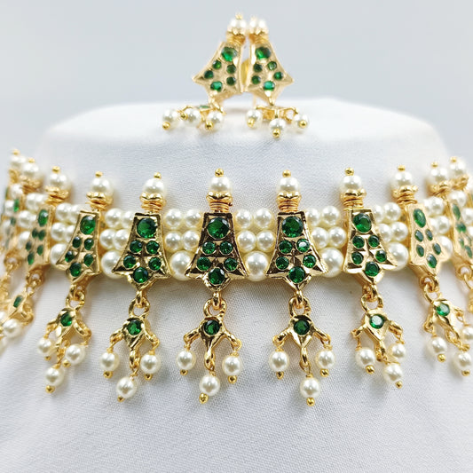 Traditional Green Stone Studded Kasturi Chinchpeti