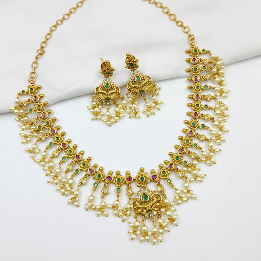 Unique Peacock Designer Pearls Necklace Set