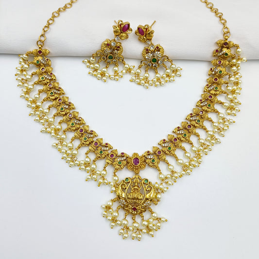 Royal Laxmi Designer Short Pearls Necklace Set