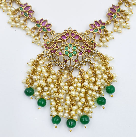Ravishing Peacock Designer Pearls Short Necklace