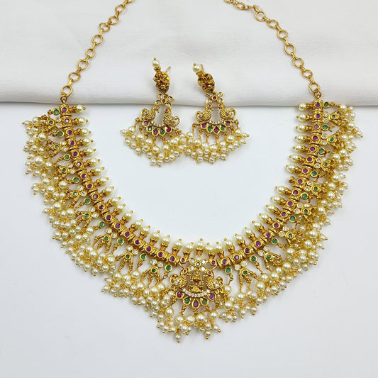 Adorable Lord Laxmi Designer Short Necklace Set
