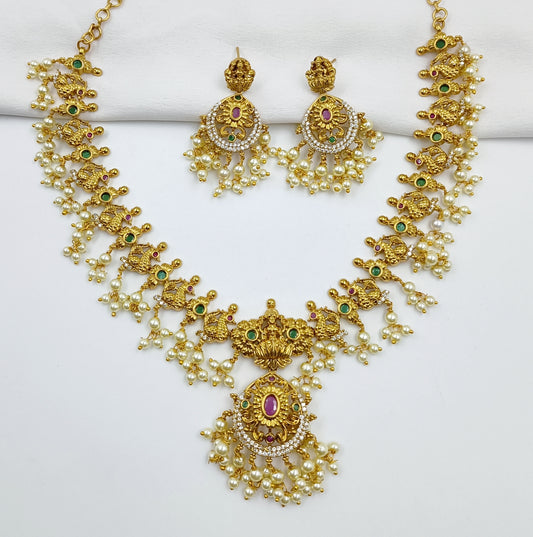 Beautiful Peacock Designer Pearls Short Necklace