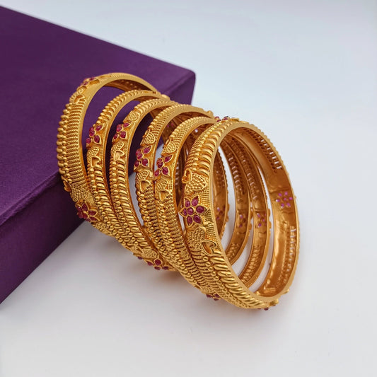 Temple Bangles Set Shree Radhe Pearls