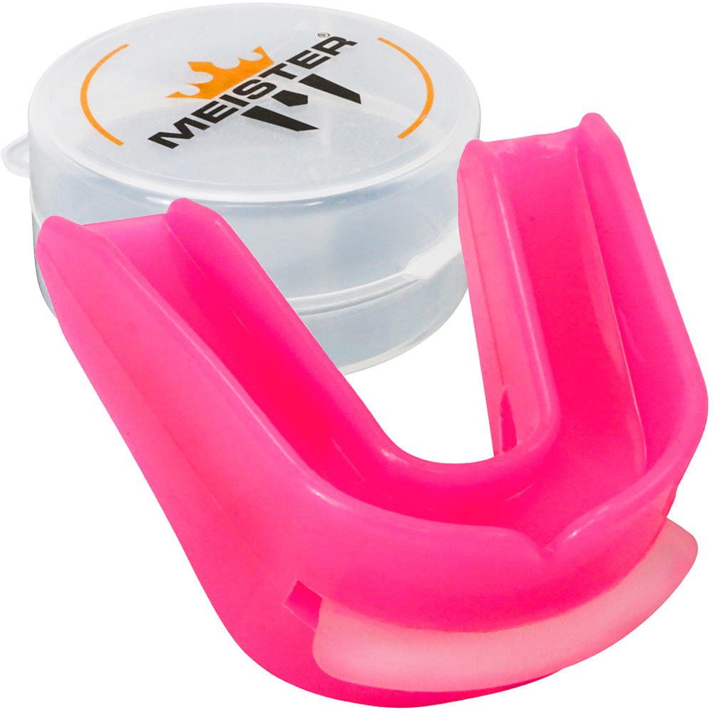PINK Women's MMA Gum Shield CUSTOM MOLDABLE MEISTER DOUBLE MOUTH GUARD w/ CASE 