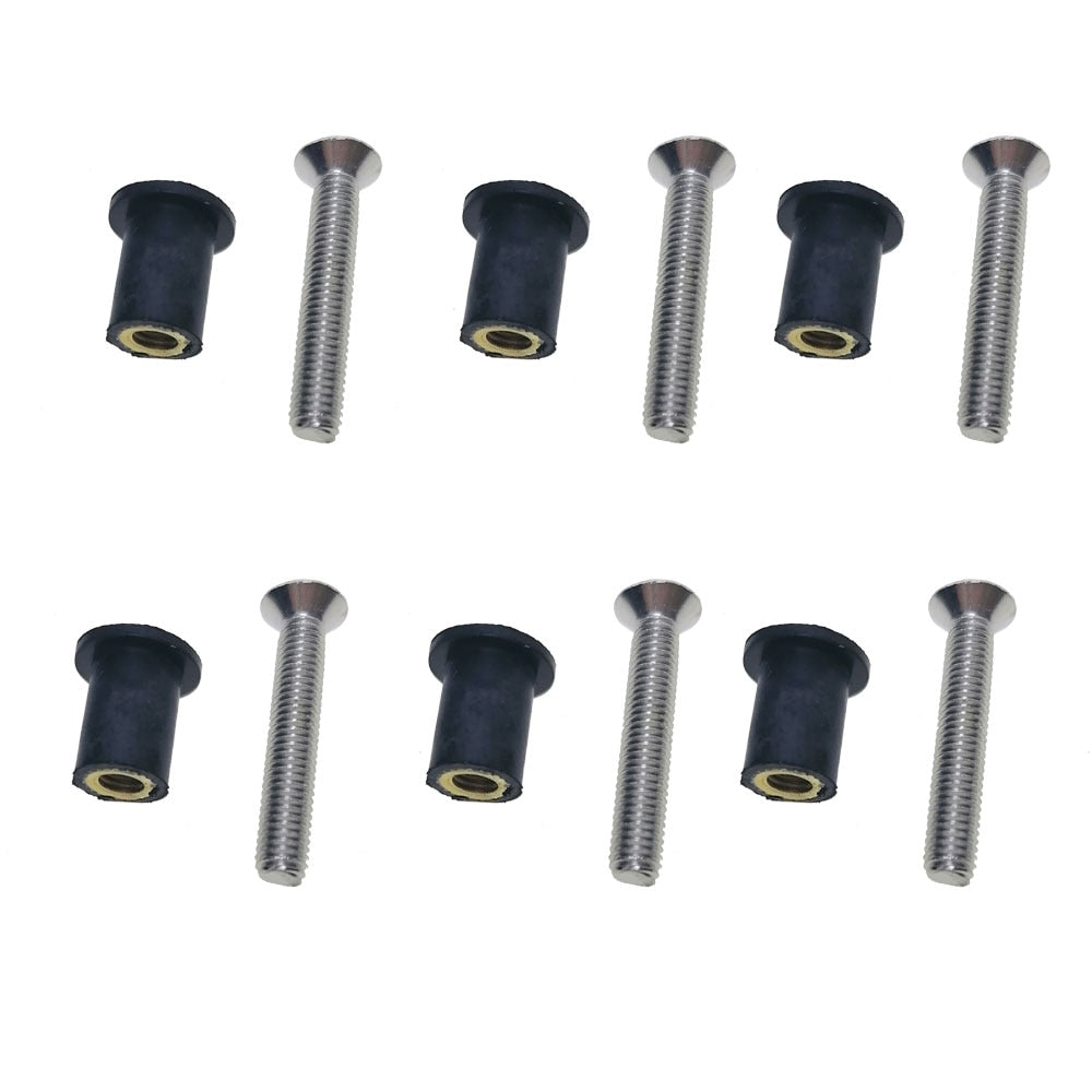12 Set Well Nuts with Stainless Steel Screws for Kayak Canoe Boat Marine A1X9 