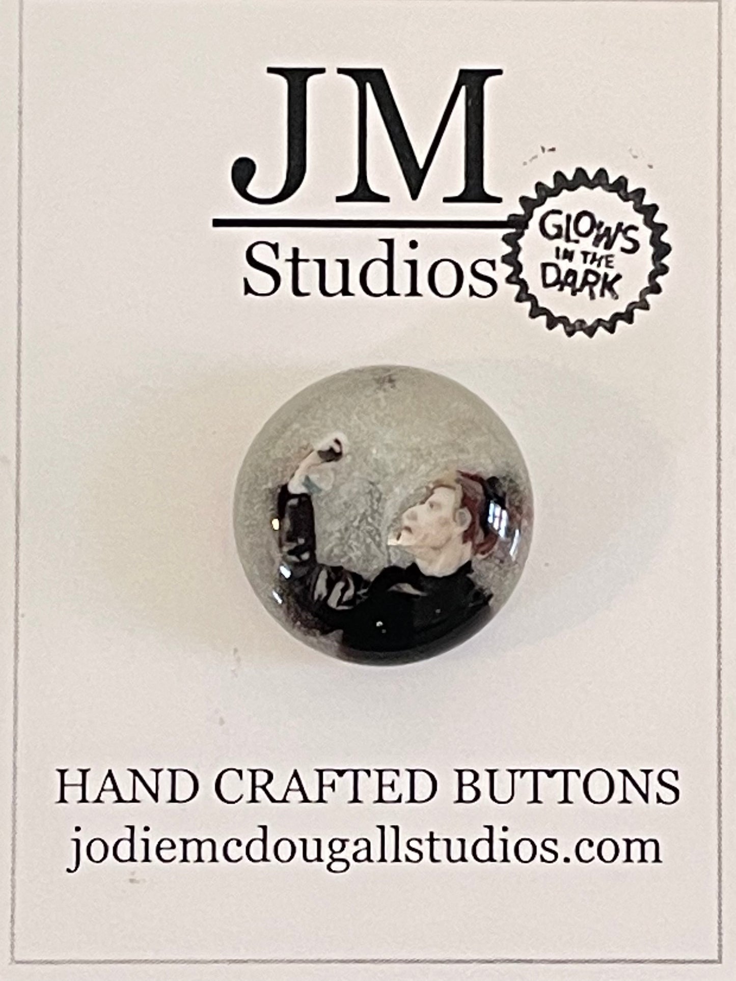 Because Science Madame Curie Paperweight Button. Murrine, lampwork 20mm
