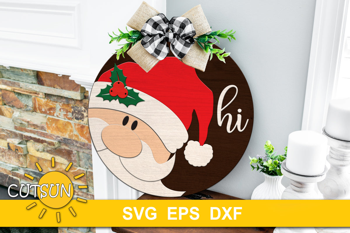 Santa Door hanger SVG | Santa hi door sign SVG | Christmas door hanger