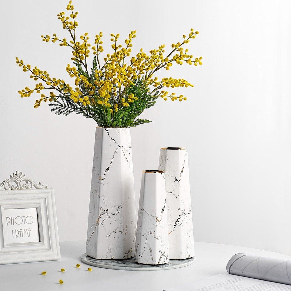 Hexagonal Flower Vase in Stone Ware | safilagroup.com