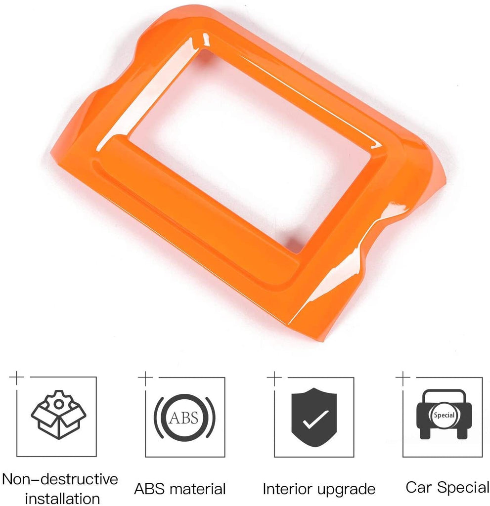 RT-TCZ Navigation Screen Panel Frame Trim Cover GPS Touch Decoration 8.4 inch ABS Interior Accessories for Jeep Wrangler JL 2018 2019 2020 2021 Gladiator JT Rubicon Orange