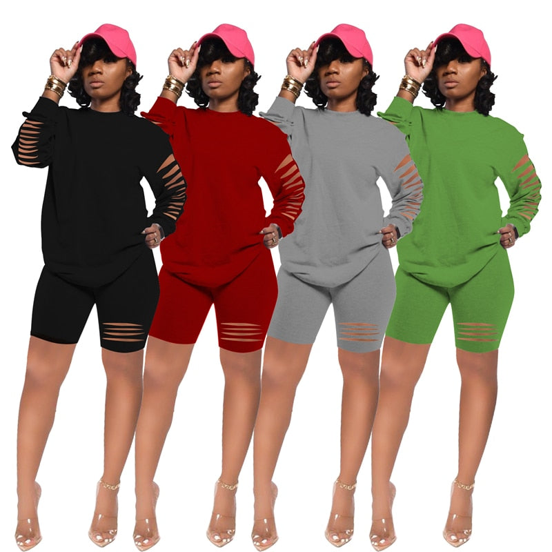 womens biker shorts set