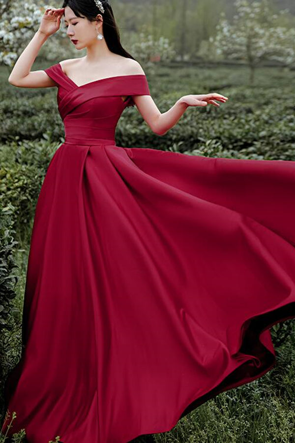 Off Shoulder Red Long Prom Dress, Off the Shoulder Dark – Eip Collection
