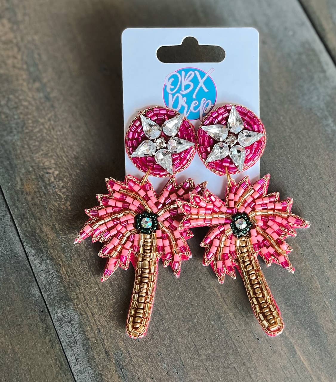 Pink Palm Tree Seed Beaded Dangle Earrings – Mon Belle Amie 