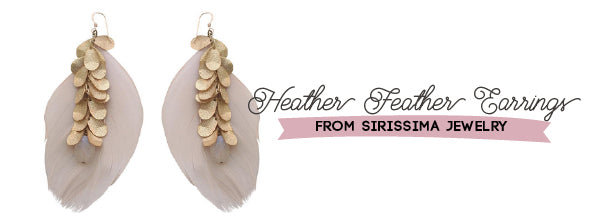 Heather Feather Earrings New Years Eve from Sirissima Jewelry