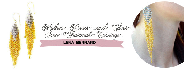 Lena Bernard Mathea Brass and Silver Iron Chainmail Earrings New Years Eve