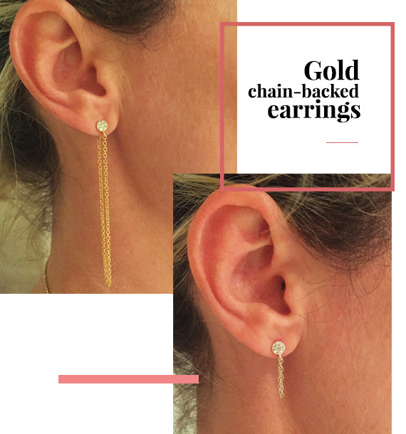 Gold Chain Backered Earrings