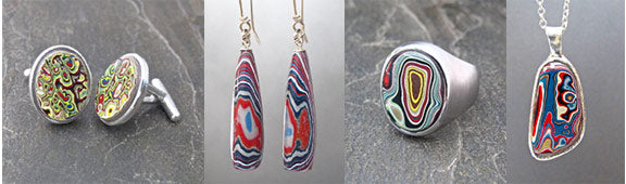 fordite jewelry pieces