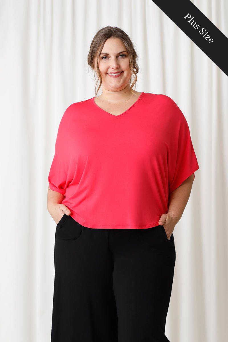 marzo impactante lluvia Bamboo V-Neck Dolman Top Plus | Hibiscus | Sympli US