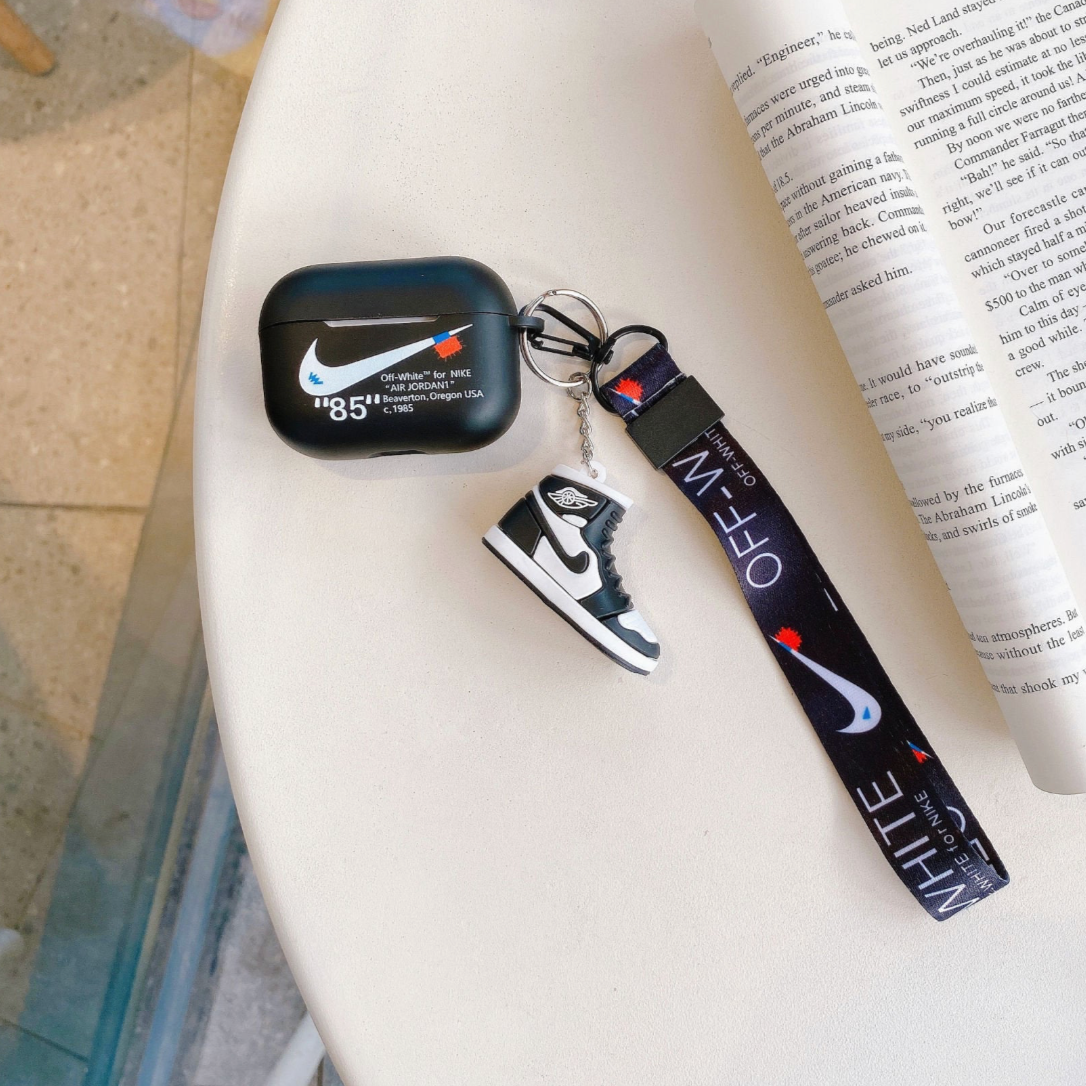 off white nike airpod case with keychain