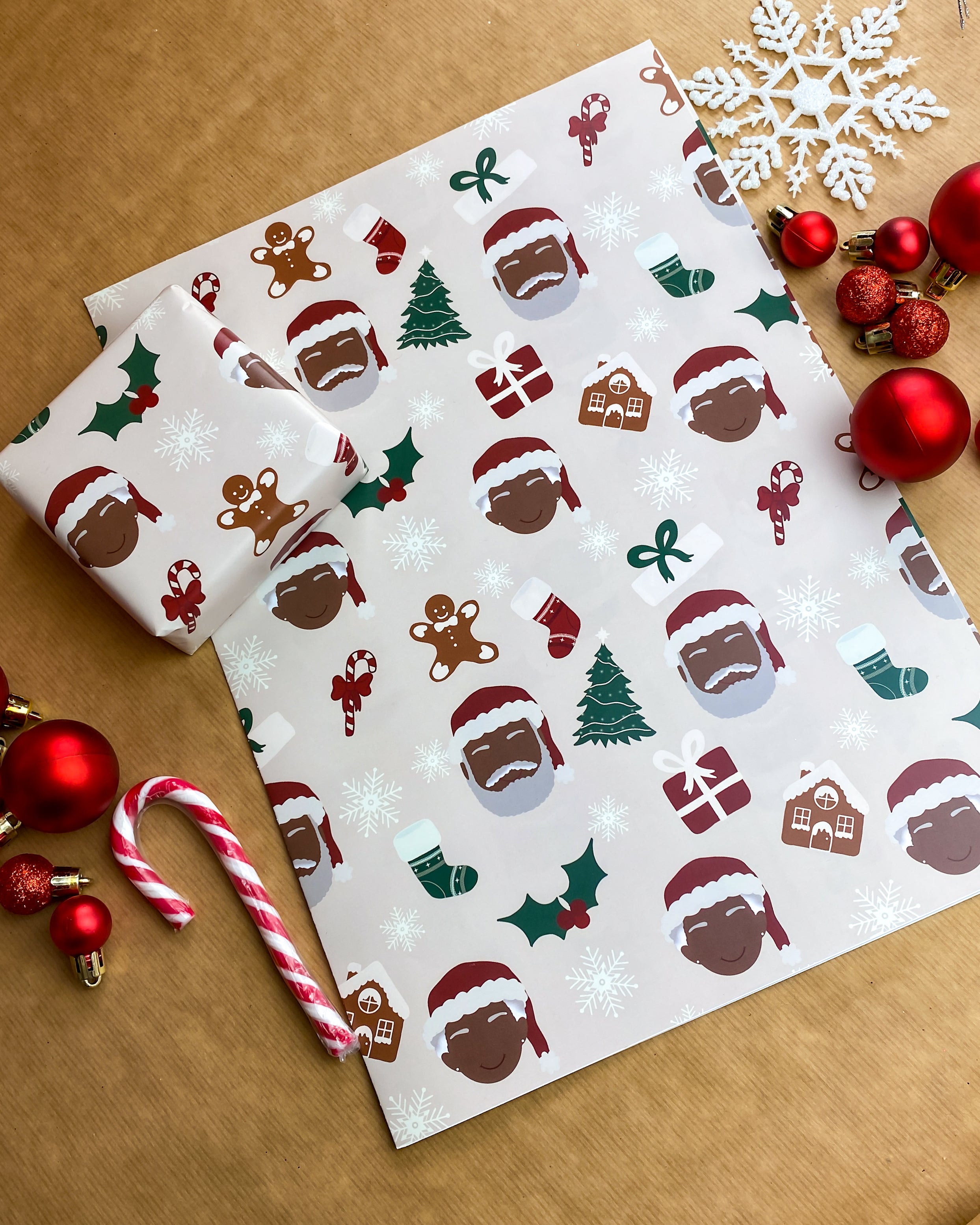 Tropical Christmas Beach Boho Santa Pattern Wrapping Paper by Camila