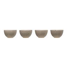 DEBOSSED STONEWARE GREY BOWL 4 STYLES