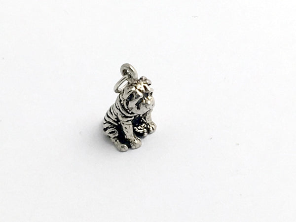 Sterling Silver Three Dimensional Shar Pei Dog Necklace 