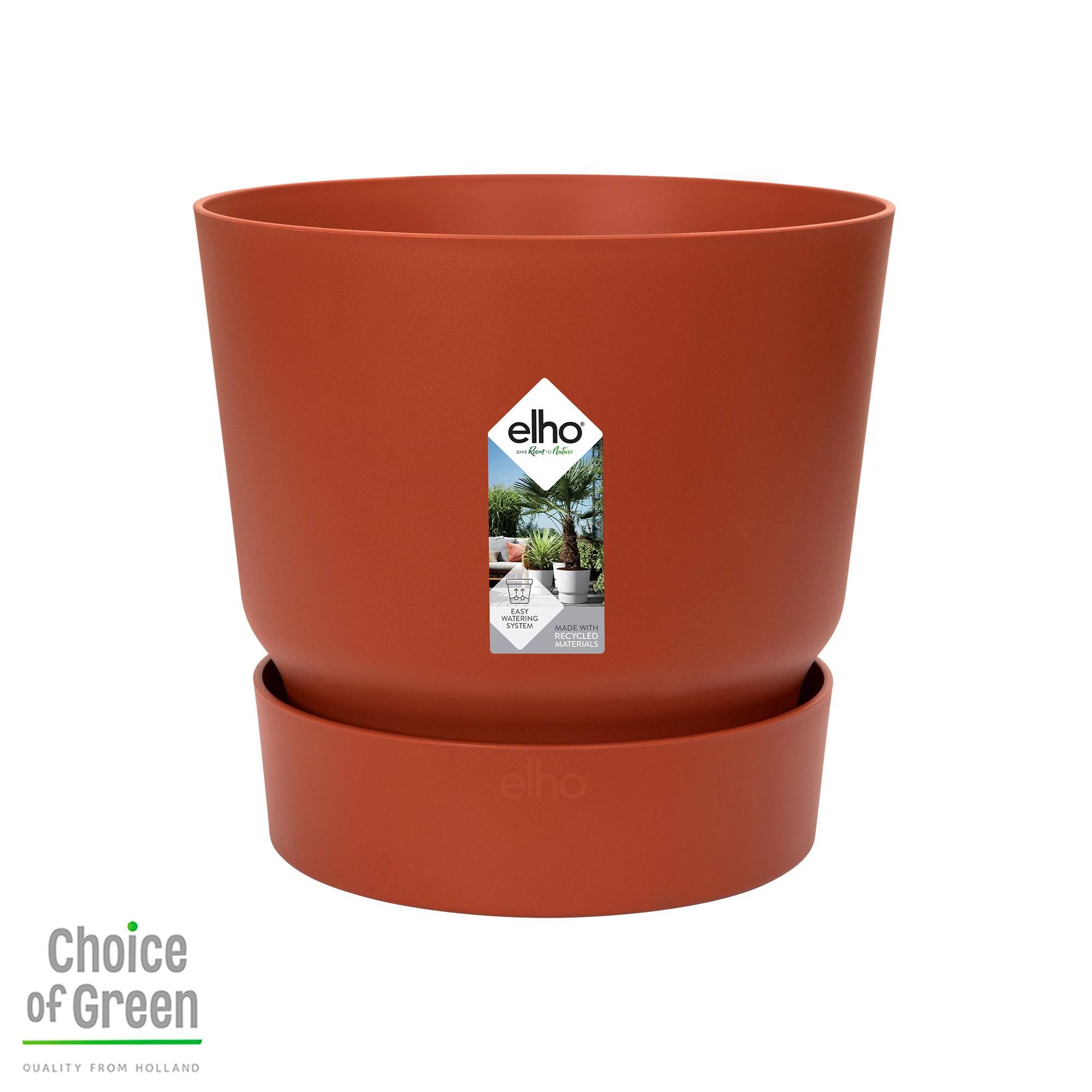 Choice of Green - Dracaena deremensis Warneckei Drakenboom in Elho® Greenville pot bruin - Hoogte 120 cm - Diameter pot 27 cm