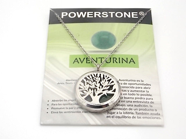 Colgante con motivo de Árbol de la vida 2 con una piedra de Venturina verde