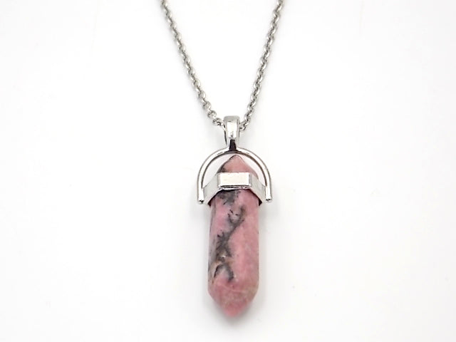 Colgante de piedra natural de Rodonita en forma de Doble punta