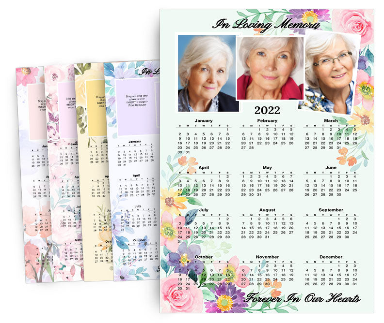 Watercolor Florals Memorial Calendars Template Google Docs