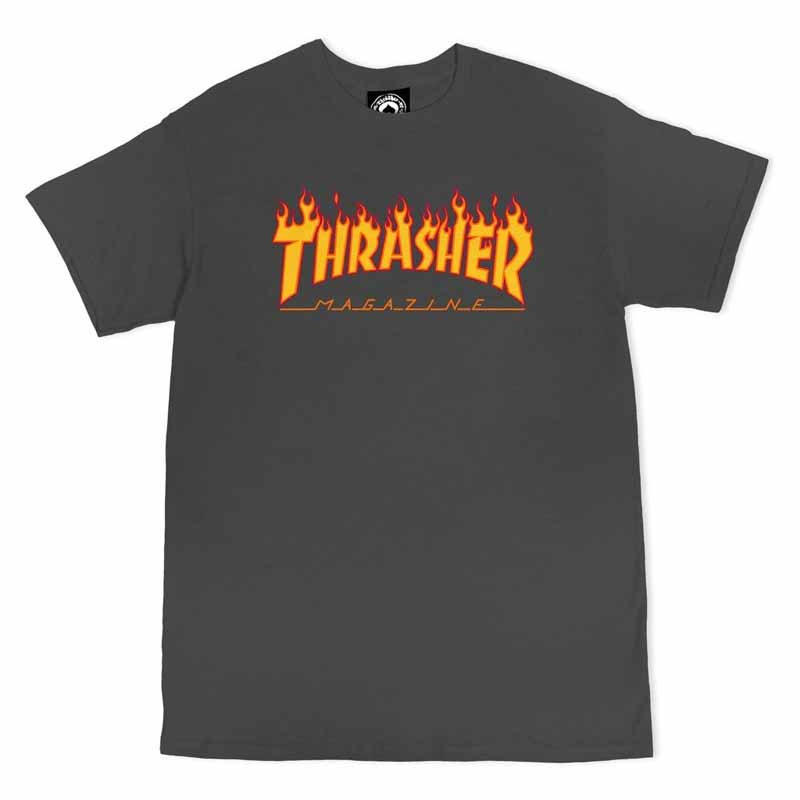 THRASHER FLAME LOGO CHARCOAL GRAY T-SHIRTS 【 スラッシャー