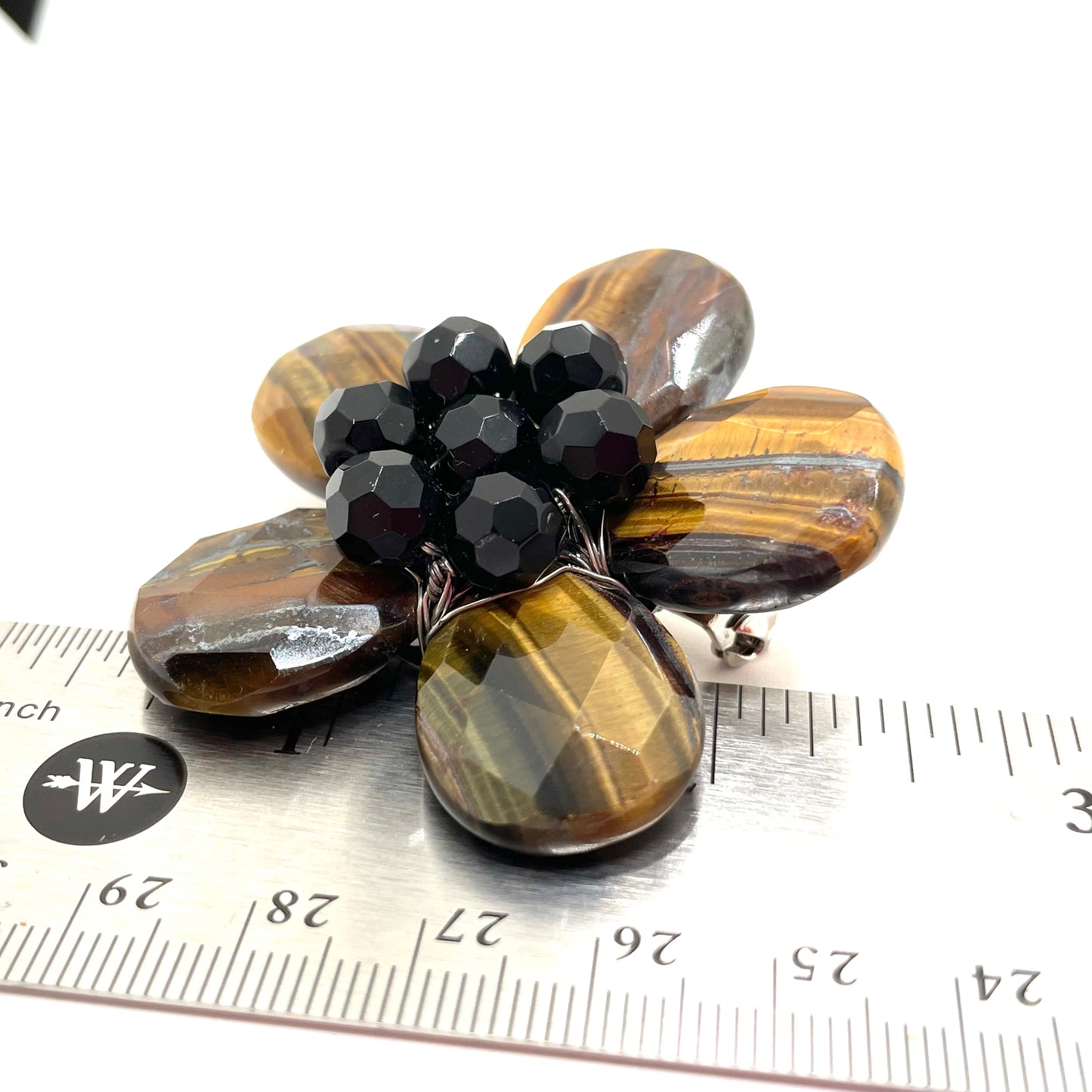 Vintage Brown & Black Artisan Flower Pin