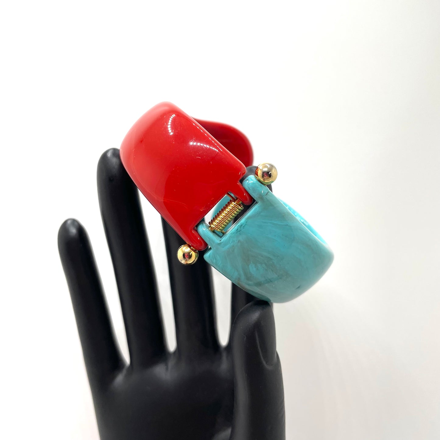Blue & Red Hinged Bangle Bracelet