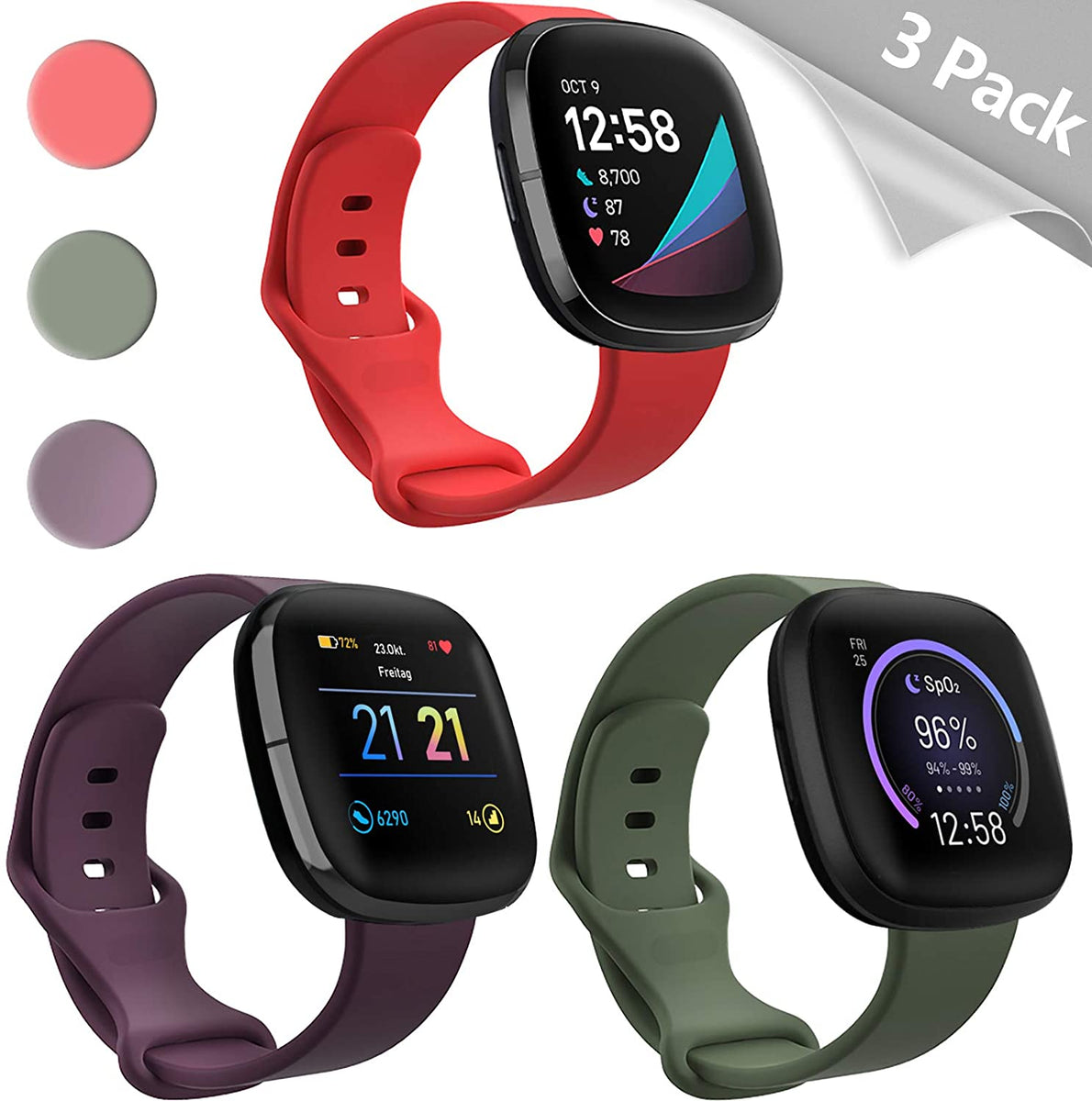 Mocodi Versa 2 Band and case Compatible with Fitbit Versa 2 for Women Men Soft Silicone Sport Strap Replacement Wristband with TPU Screen Protector case Accessories for Fitbit Versa 2 SmartWatch