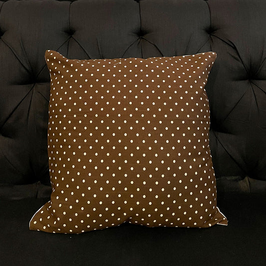 POLKA DOTS CUSHION COVER - BROWN