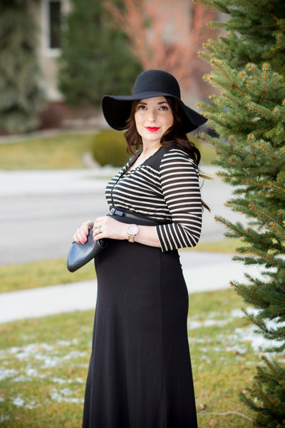 [Bump Style Approved: Pregnancy Q&A With Autumn Klair] - [Wearing Black Maternity Dress]