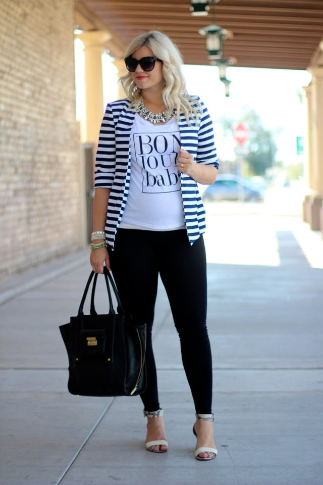 [Bump Style Approved: Pregnancy Q&A with Elle K.] - [Elle K wearing Maternity Pants and White Tshirt]