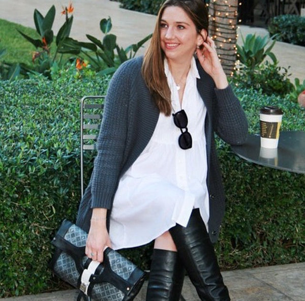 [Bump Style Approved: Pregnancy Q&A with Andrea Henderson] - [Wearing White Maternity Dress and Boots]