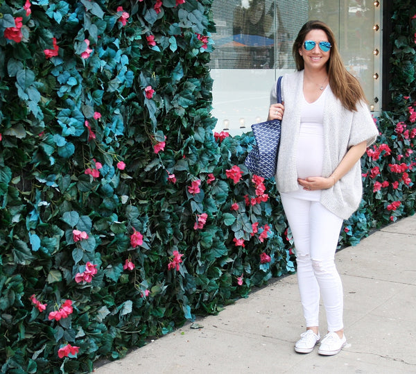 [Bump Style Approved: Pregnancy Q&A with Andrea Henderson] - [Wearing All White Outfit, White Maternity Pants]